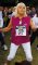 Wendy Richard doing outdoor warm-up exercises for Flora charity foot race, mid-2000