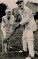 Wendy Richard and John Inman play cricket.
